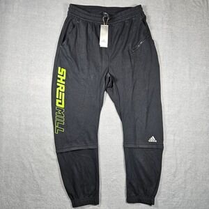 NWT Adidas Mens Shredmill Pants Black Lime Green Loose Fit Joggers HE2252 L NEW